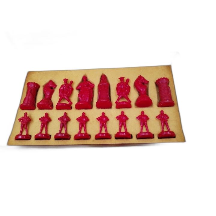 Jeu d'Échecs Vintage Médiéval Coffret Luxe Velours - Pièces Résine Rou
