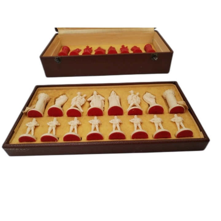 Jeu d'Échecs Vintage Médiéval Coffret Luxe Velours - Pièces Résine Rou