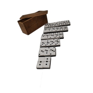 Jeu de Dominos Vintage - Boîte en Bois - 28 Pièces - Classique Familia