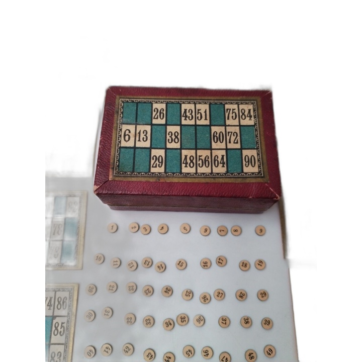 Loto Ancien Miniature J.David Paris - 12 Cartons Bois - Jeu Vintage Co