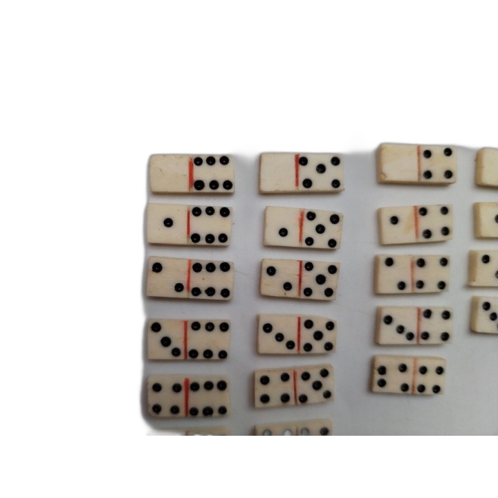 Mini Jeu de Dominos Vintage - Boîte Bois - 28 Pièces Ivoire - Jeu Clas