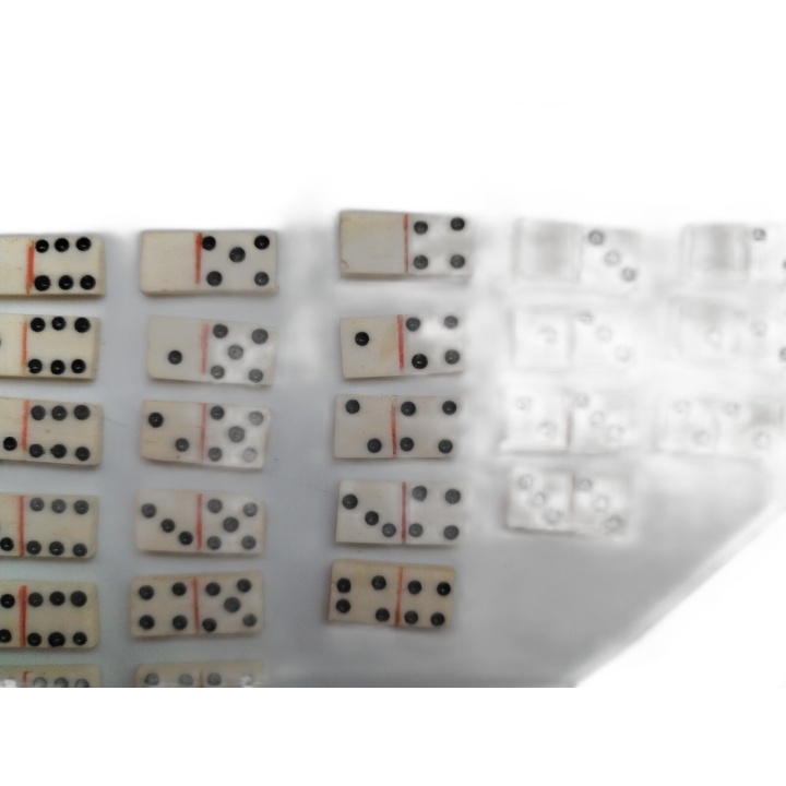 Mini Jeu de Dominos Vintage - Boîte Bois - 28 Pièces Ivoire - Jeu Clas