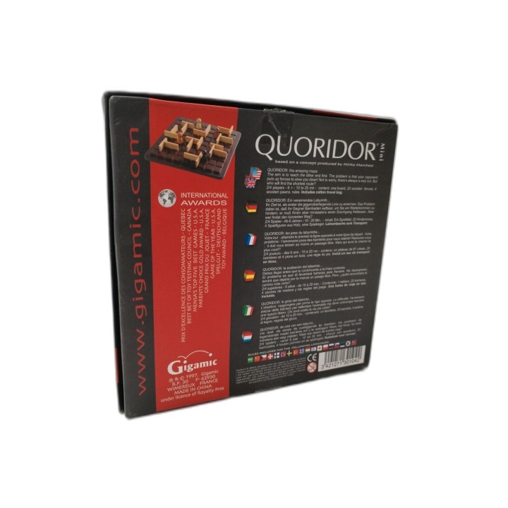 Quoridor Mini Gigamic - Jeu de Stratégie Bois 2-4 Joueurs - Dès 6 ans