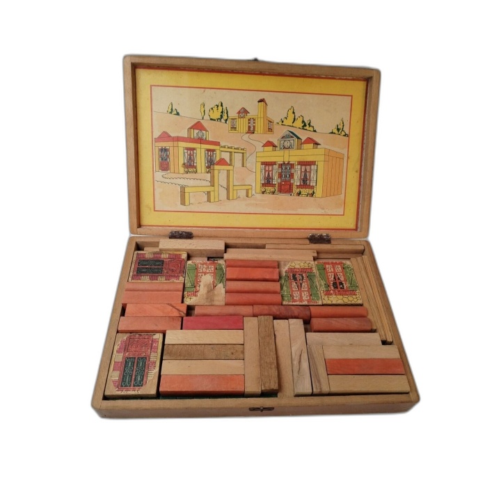 Construisons - Jeu Ancien Bois Construction Village Architecte - Boîte