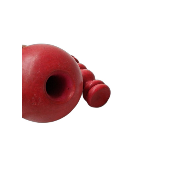 Bilboquet Ancien en Bois Peint Rouge - Jouet Traditionnel Vintage 20 c