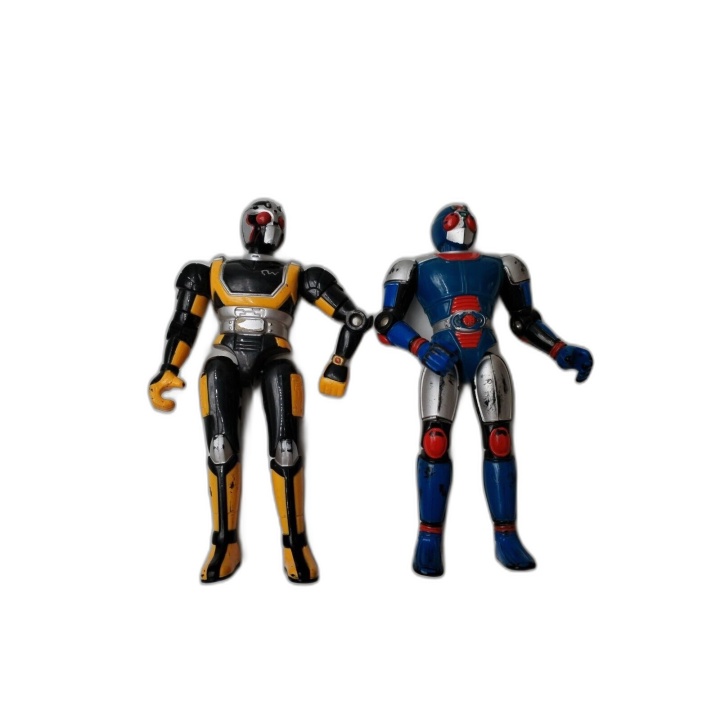 Lot 2 Figurines Articulées Robot Super Héros Vintage - Noir/Jaune & Bl