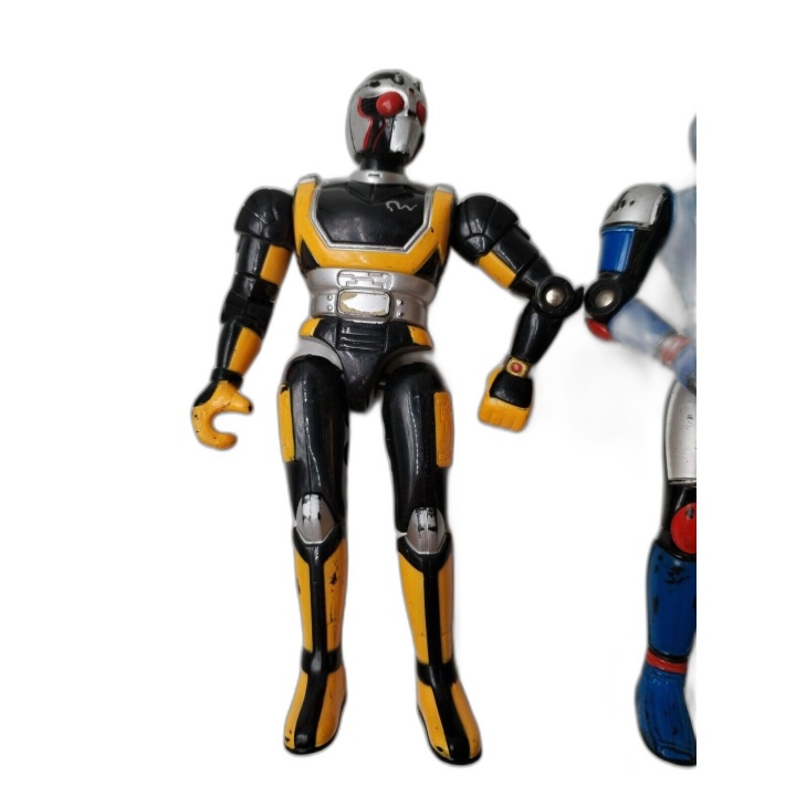 Lot 2 Figurines Articulées Robot Super Héros Vintage - Noir/Jaune & Bl