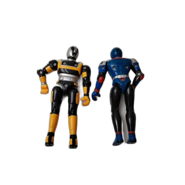 Lot 2 Figurines Articulées Robot Super Héros Vintage - Noir/Jaune & Bl