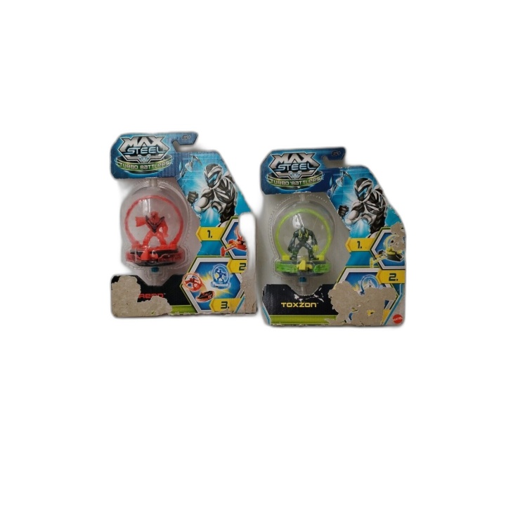 Max Steel Turbo Battlers Mattel - Lot 2 Toupies Aero & Toxzon - Neuf -