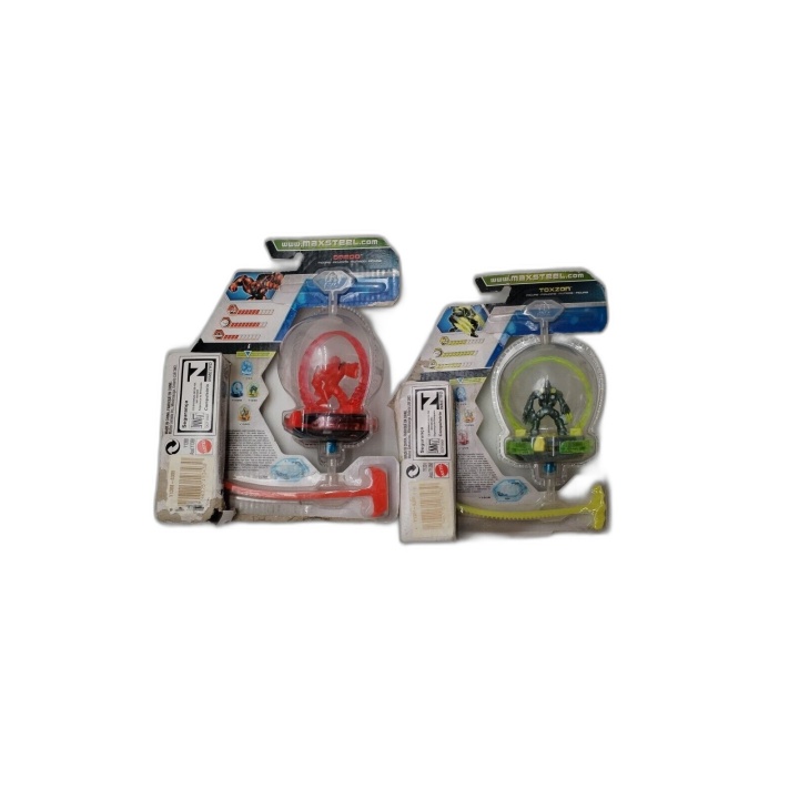 Max Steel Turbo Battlers Mattel - Lot 2 Toupies Aero & Toxzon - Neuf -