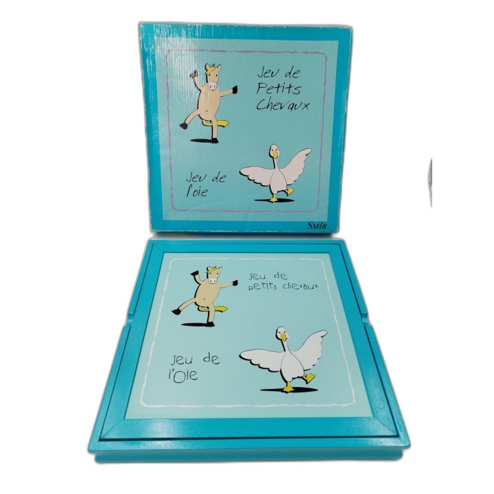 Coffret Bois Jeu de l'Oie + Petits Chevaux - Smir - Jeu Classique Fami