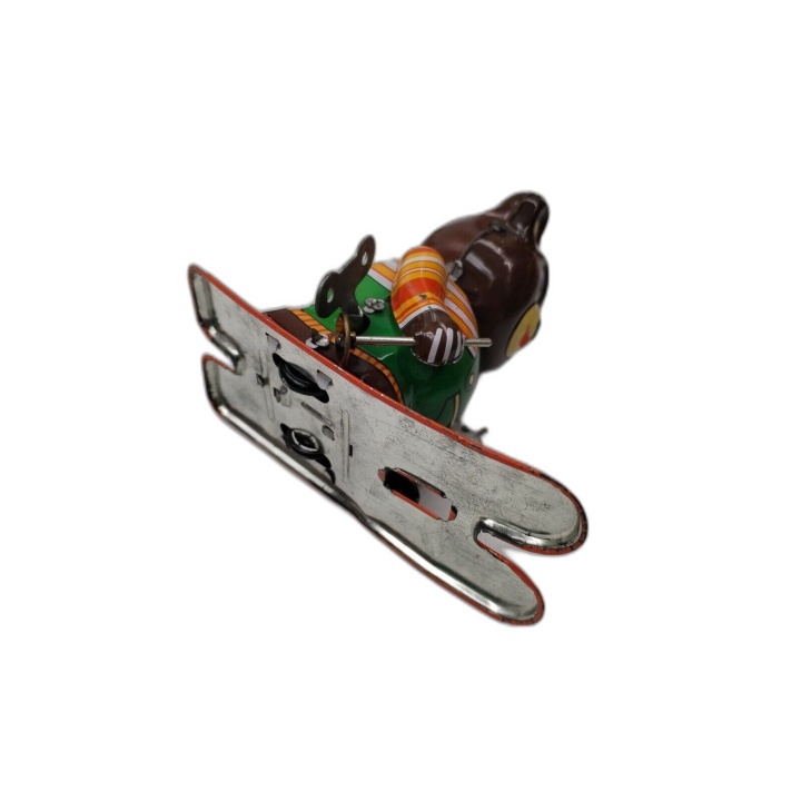 Ours Skieur Mécanique en Tôle - Jouet Vintage à Clé - Figurine Tin Toy