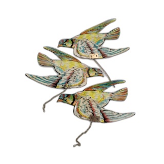 Lot 3 Cibles Tir au Pigeon Jeu Forain Vintage - Oiseaux Carton 30x16cm