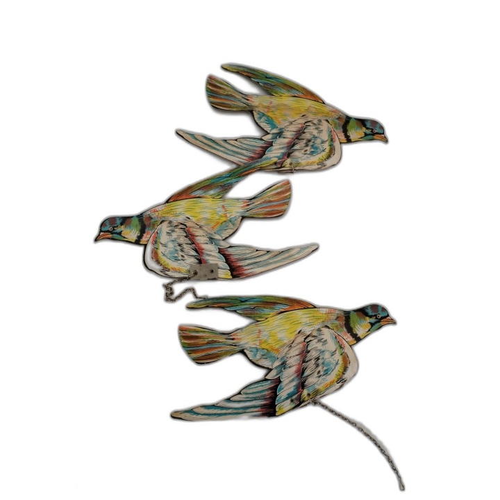 Lot 3 Cibles Tir au Pigeon Jeu Forain Vintage - Oiseaux Carton 30x16cm