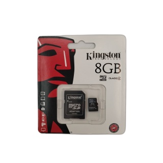 Carte Mémoire Kingston MicroSDHC 8GB Class 4 + Adaptateur SD - Neuve S