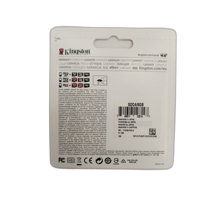Carte Mémoire Kingston MicroSDHC 8GB Class 4 + Adaptateur SD - Neuve S