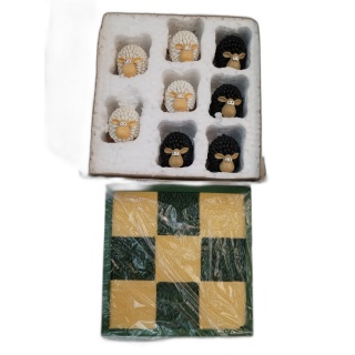 Jeu Morpion Hérissons - Plateau Bois 3x3 - Pions Figurines Résine - Fa