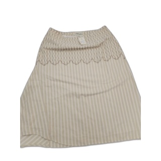 Les Olivades Jupe Asymétrique "Ronda" Beige Rayée - Broderie Festonnée