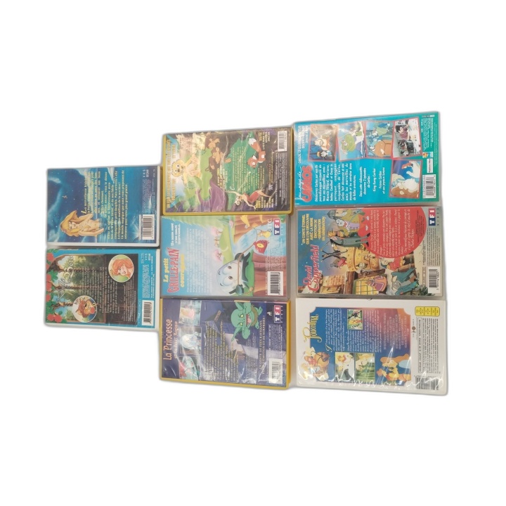 Lot 8 Cassettes VHS Dessin Animé Enfant - Belle Bête Poucelina Sirène