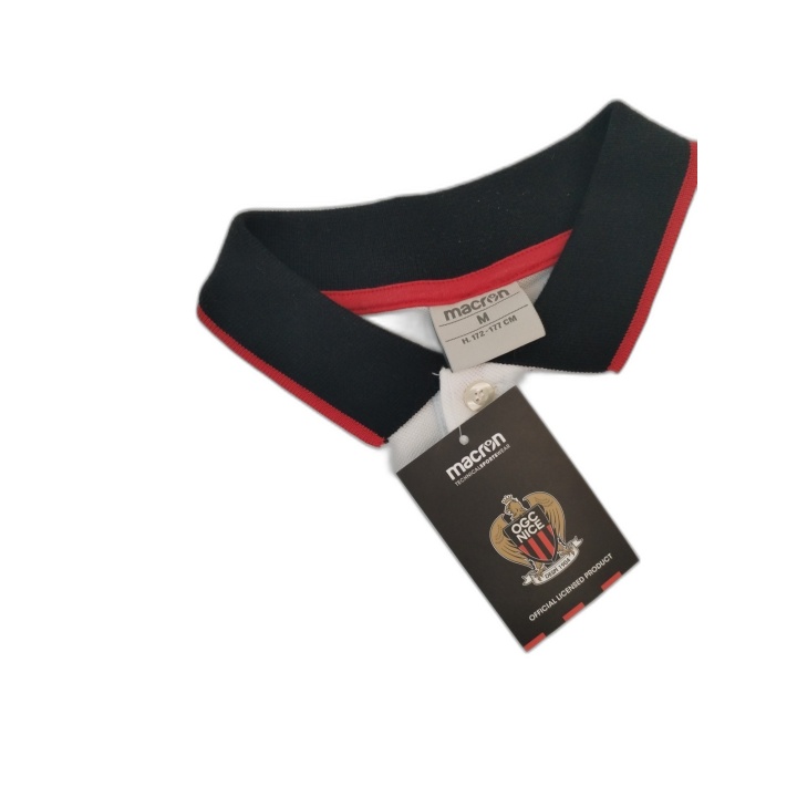 Polo OGC Nice Macron Homme Blanc - Produit Officiel Licencié - Neuf av