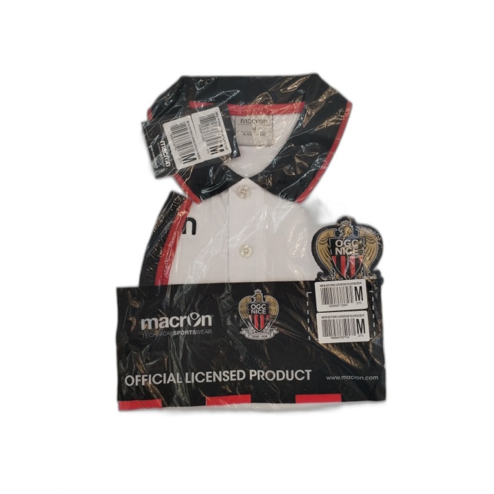 Polo OGC Nice Macron Homme Blanc - Produit Officiel Licencié - Neuf av