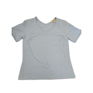 T-Shirt Col V Bleu Ciel Les Olivades - Manches Courtes Finitions Dente