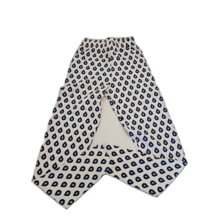 Pantalon Les Olivades Coton Blanc Motif Provençal Marine - Taille 36 -