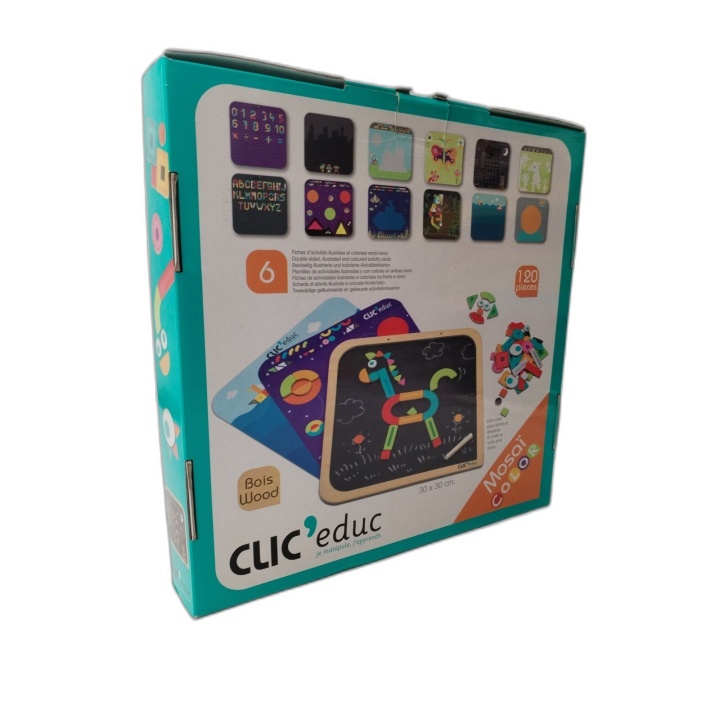 Clic'Educ Mosaï Color - Tableau Magnétique Bois 120 Pièces - Jeu Éduca