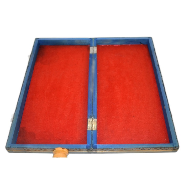 Jeu d'Échecs Artisanal Bois Sculpté - Coffret Bleu Velours Rouge - Piè