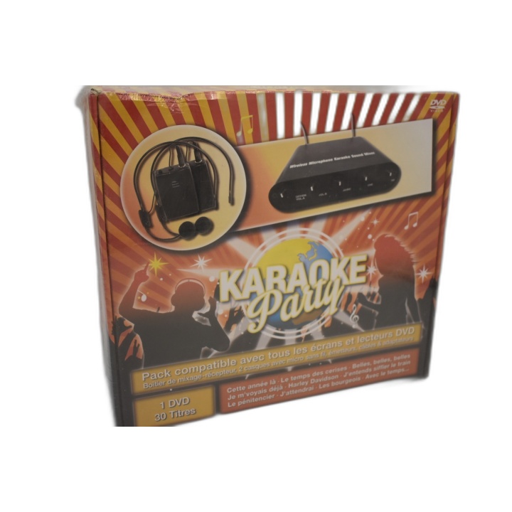 Coffret Karaoké Party Pack Complet - Boîtier Mixage + 2 Micros Sans Fi