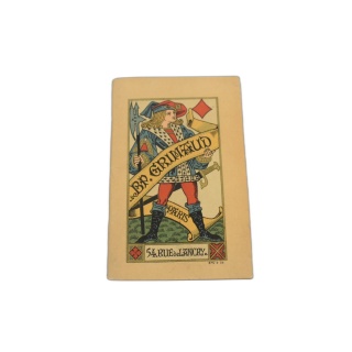 Carte à Jouer Ancienne Illustrée - As Atout Arbre de Vie 4 Enseignes -