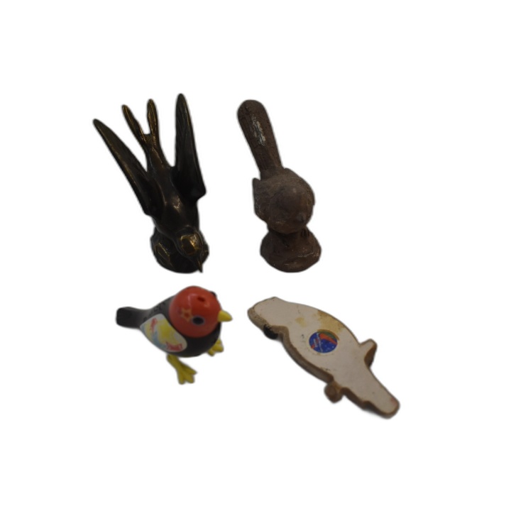 Lot 4 Figurines Oiseaux Vintage - Métal Fonte Plastique Bois - Collect