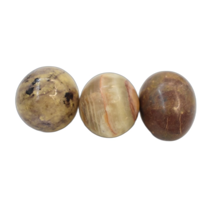 Lot 3 Œufs Décoratifs en Pierre Naturelle Onyx Marbre Poli - Objets Dé