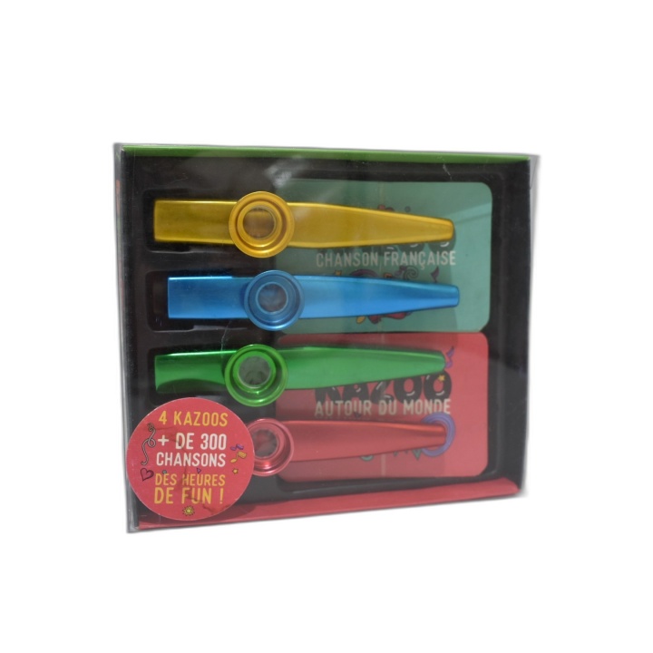 Kazoo Party - Coffret 4 Kazoos Métal + 300 Chansons Chanson Française