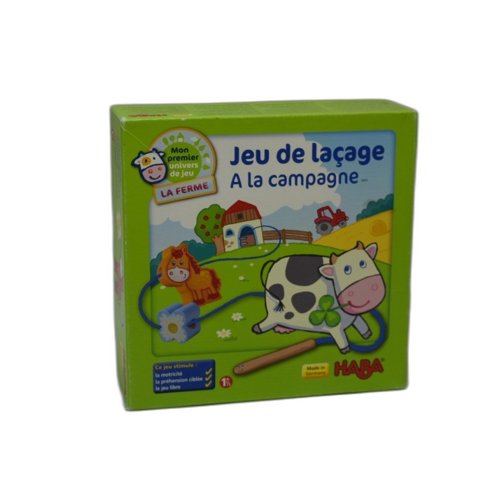 HABA Jeu de Laçage À la Campagne - La Ferme - Motricité Fine - Dès 18