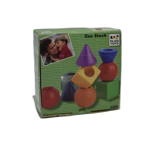 Geo Stack PlanToys 5302 - Jeu d'empilement bois formes géométriques -