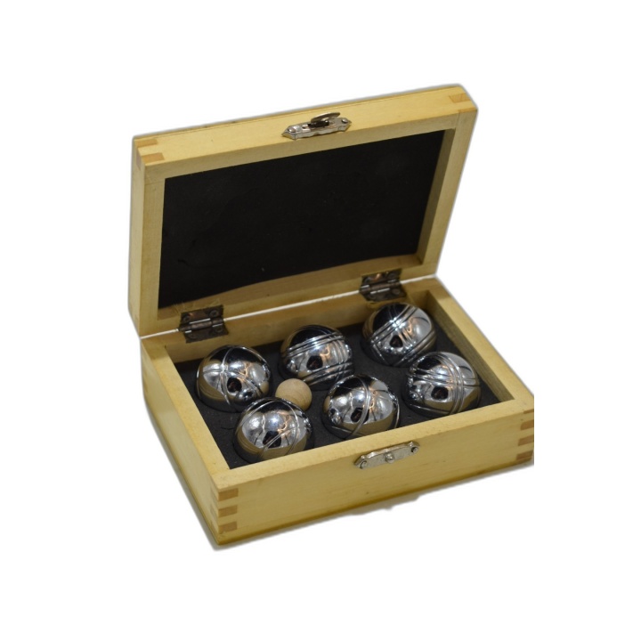 Jeu de Pétanque Miniature - Coffret Bois 6 Boules Métal + Cochonnet -