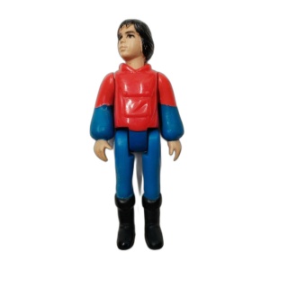 Figurine Articulée Vintage Années 80 Garçon Cheveux Noirs Veste Rouge