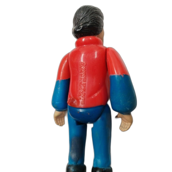 Figurine Articulée Vintage Années 80 Garçon Cheveux Noirs Veste Rouge