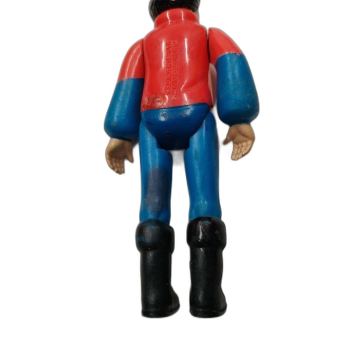 Figurine Articulée Vintage Années 80 Garçon Cheveux Noirs Veste Rouge