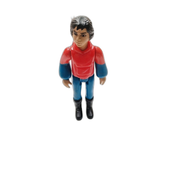 Figurine Articulée Vintage Années 80 Garçon Cheveux Noirs Veste Rouge