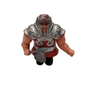 Figurine Guerrier Médiéval Hache Armure Rouge - Vintage Jouet Collecti