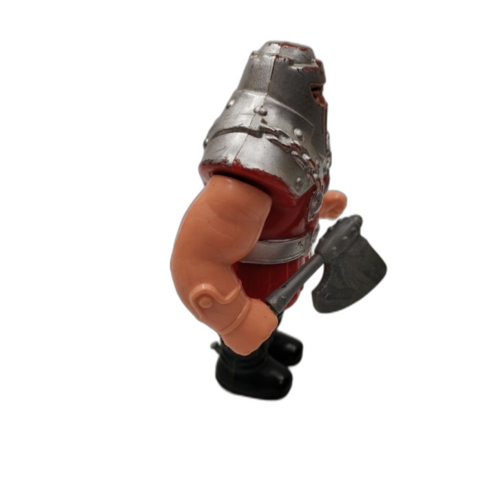 Figurine Guerrier Médiéval Hache Armure Rouge - Vintage Jouet Collecti
