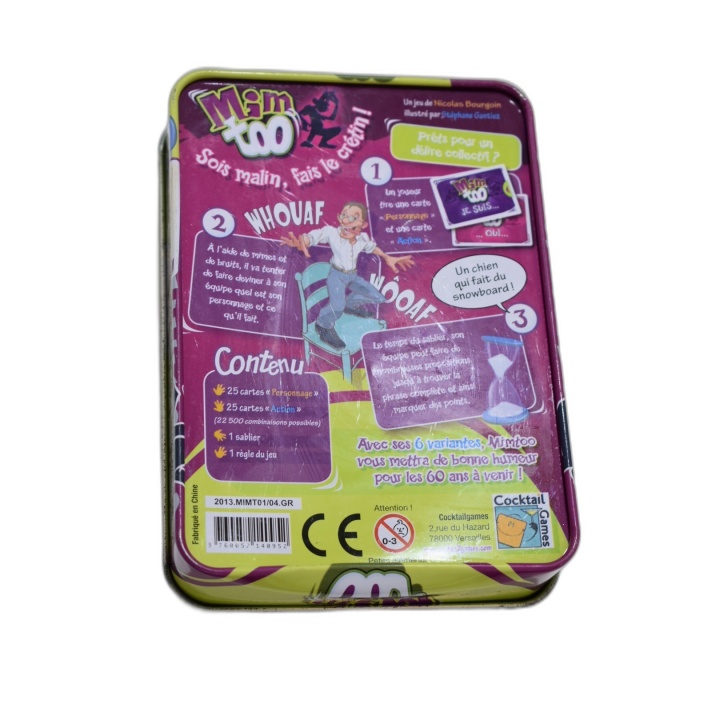 Mim Too - Jeu de Mimiques Familial 4-10 Joueurs - 7 ans+ - Boîte Métal