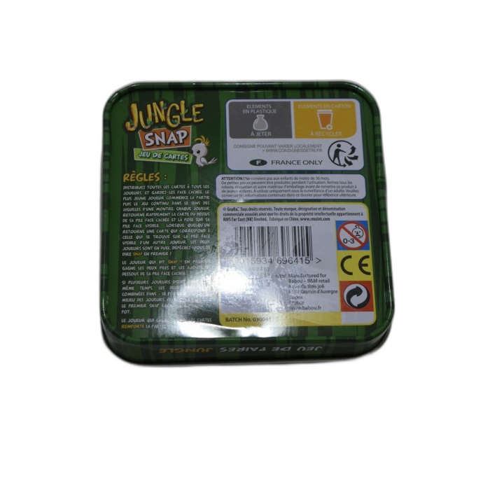 Jungle Snap - Jeu de Cartes Enfant Animaux - Boîte Métal - 3 ans+ - Oc
