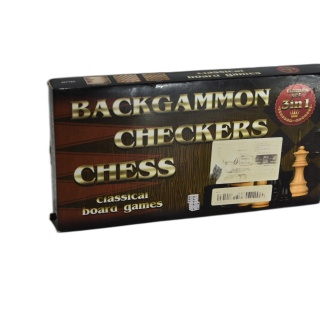 Coffret 3 en 1 Backgammon Échecs Dames - Jeux Classiques - 2 Joueurs -