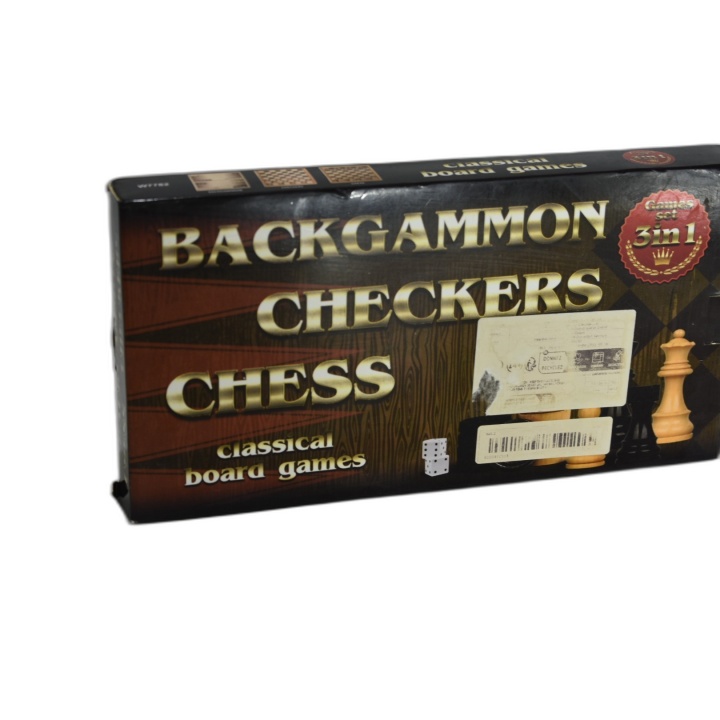 Coffret 3 en 1 Backgammon Échecs Dames - Jeux Classiques - 2 Joueurs -