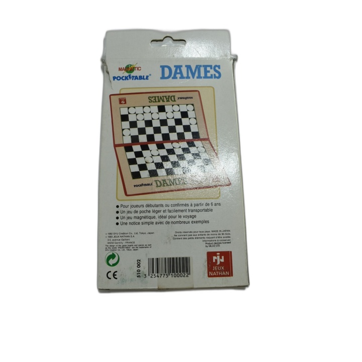 Jeu de Dames Magnétique Pocketable Nathan - Jeu Voyage 2 Joueurs - 6 a