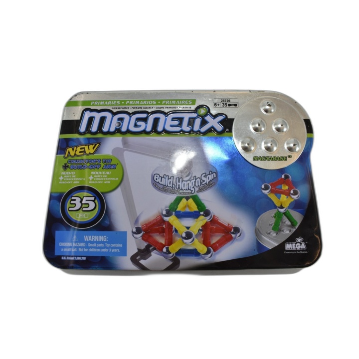 Magnetix Mega Primaires 35 pcs - Boîte Collector Tin - Jeu Constructio