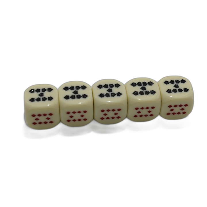Set 5 Dés Poker Trèfle Vintage - Dés Plastique Crème Symboles Cartes -